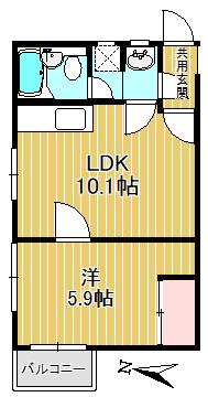 平山荘(1LDK/2階)の間取り写真