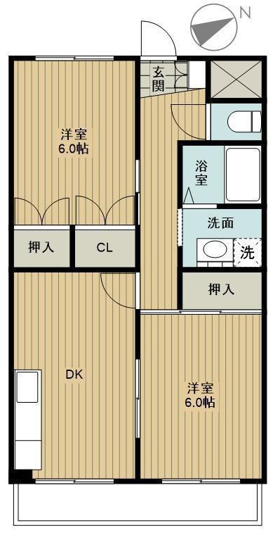 アダムスハイツ(2DK/2階)の間取り写真