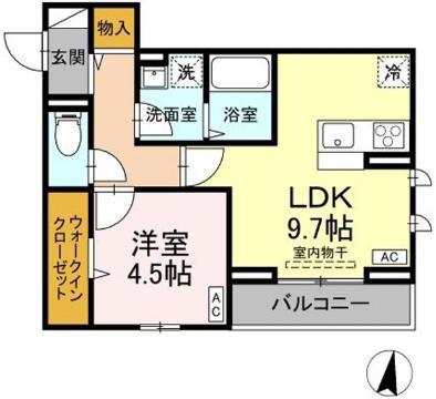 MON REVE 2025II(1LDK/2階)の間取り写真