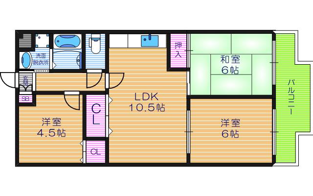 クレセントコート(3LDK/2階)の間取り写真