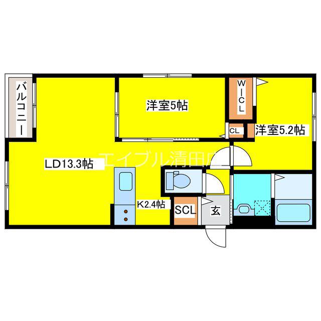 カームヒルズ(2LDK/3階)の間取り写真