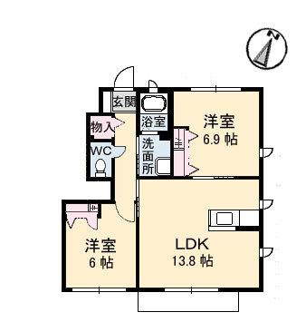 シャーメゾン中之庄(2LDK/1階)の間取り写真