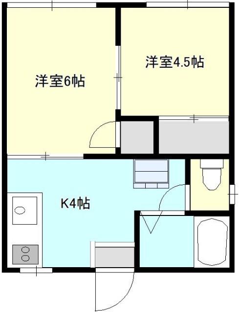 コーポ彩虹(2DK/2階)の間取り写真