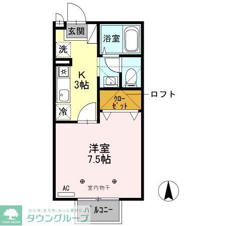 ルーチェ A/B(1K/2階)の間取り写真