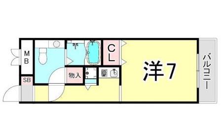 GRANPINO武庫川(1K/2階)の間取り写真