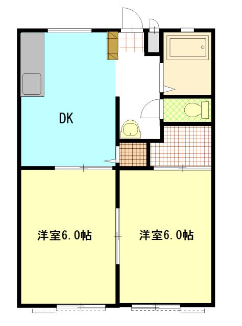 ハイツ仁井田B棟(2DK/1階)の間取り写真