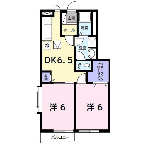 アヴェニール(2DK/1階)の間取り写真