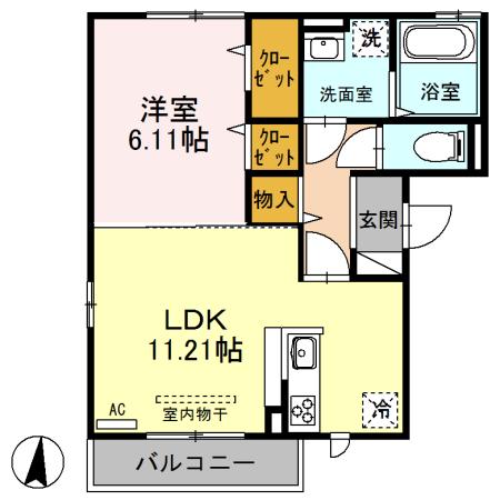 クオリティー西本町(1LDK/2階)の間取り写真
