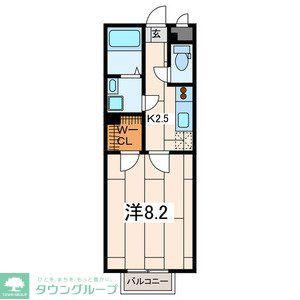 アムールあそか(1K/1階)の間取り写真
