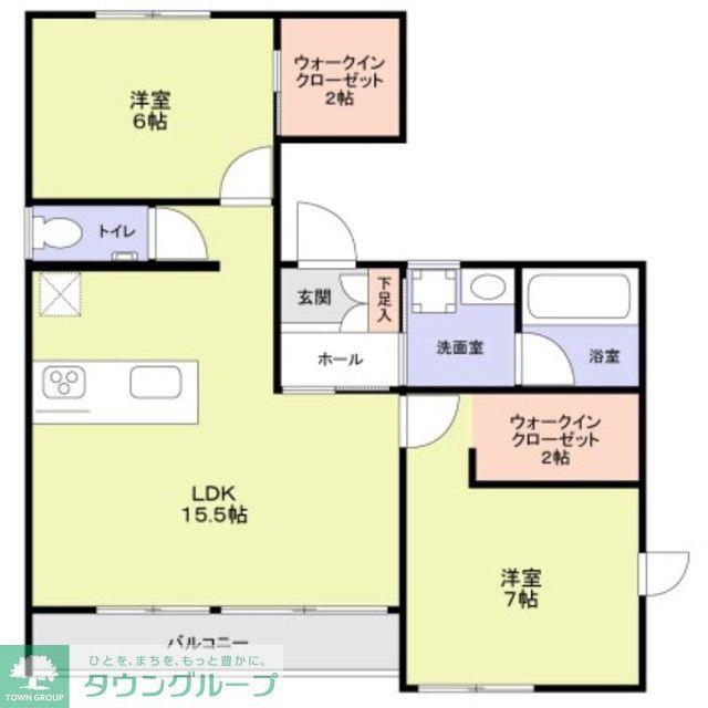 LAQUE YUKIGAYA(2LDK/2階)の間取り写真