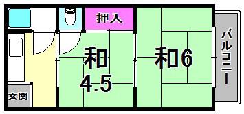 光マンション(2K/4階)の間取り写真