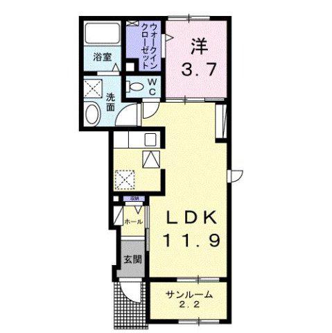 ベルポスト(1LDK/1階)の間取り写真
