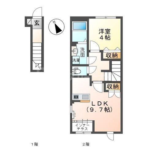 鎌ケ谷アパート(1LDK/2階)の間取り写真