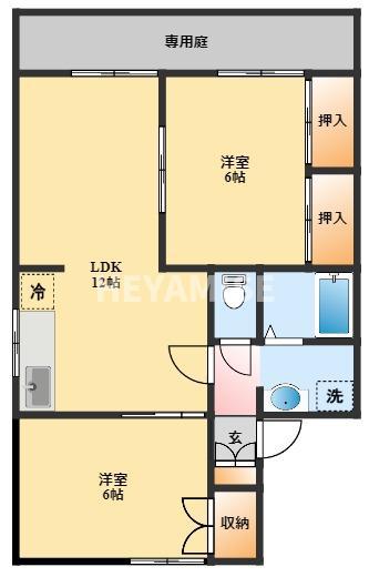 セジュール大和C(2LDK/1階)の間取り写真