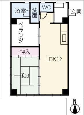 ラカーシュ向ヶ丘(1LDK/4階)の間取り写真