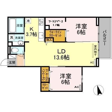 リーベル(2LDK/3階)の間取り写真