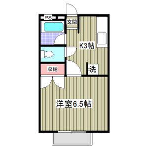 レインボーハウス(1K/1階)の間取り写真