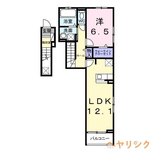アンソレイユ(1LDK/2階)の間取り写真