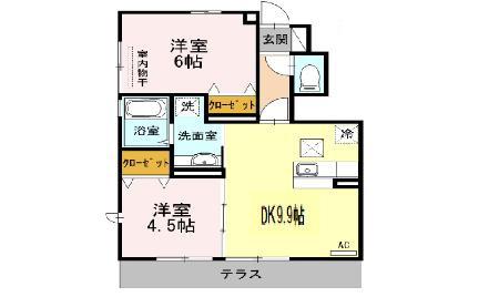 ソレイユコート久が原(2DK/1階)の間取り写真