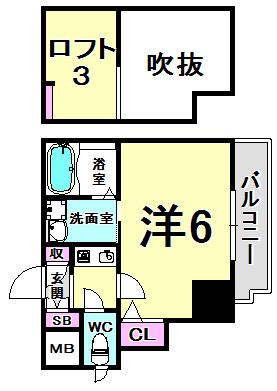 エステムコート神戸県庁前IIIフィエルテ(1K/13階)の間取り写真