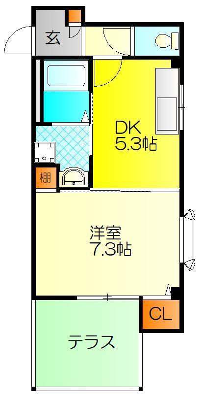 CASA DE ESPERANZA カサ・デ・エスペランサ(1DK/1階)の間取り写真