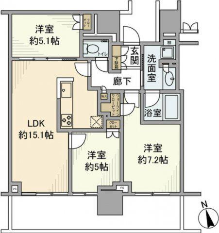 プラウドタワー小岩ファースト(3LDK/20階)の間取り写真