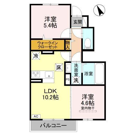 D-ROOM 天が岡(2LDK/1階)の間取り写真