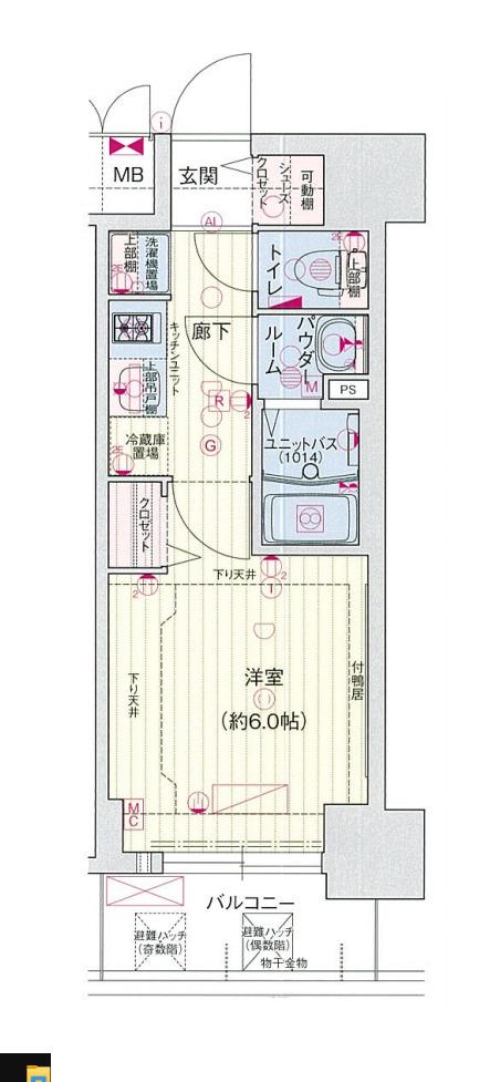 ララプレイス大阪新町ヴェレ(1K/3階)の間取り写真