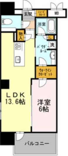 ロイヤルパークスERささしま イースト(1LDK/3階)の間取り写真