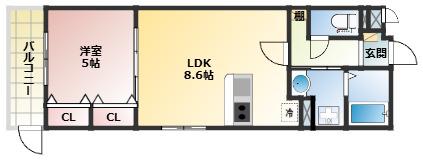 MISTRAL龍野町(1LDK/3階)の間取り写真