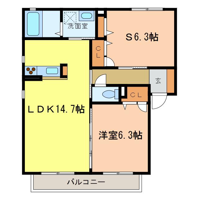 シャーメゾン昭栄(1SLDK/2階)の間取り写真
