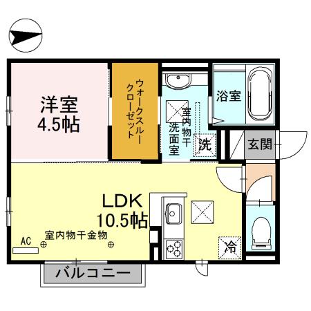 アルトリジェール(1LDK/1階)の間取り写真