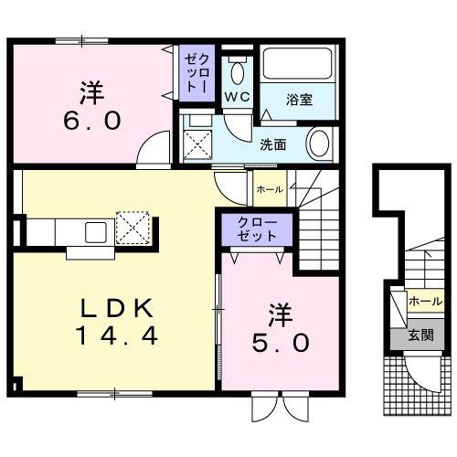 ノース ステージ(2LDK/2階)の間取り写真