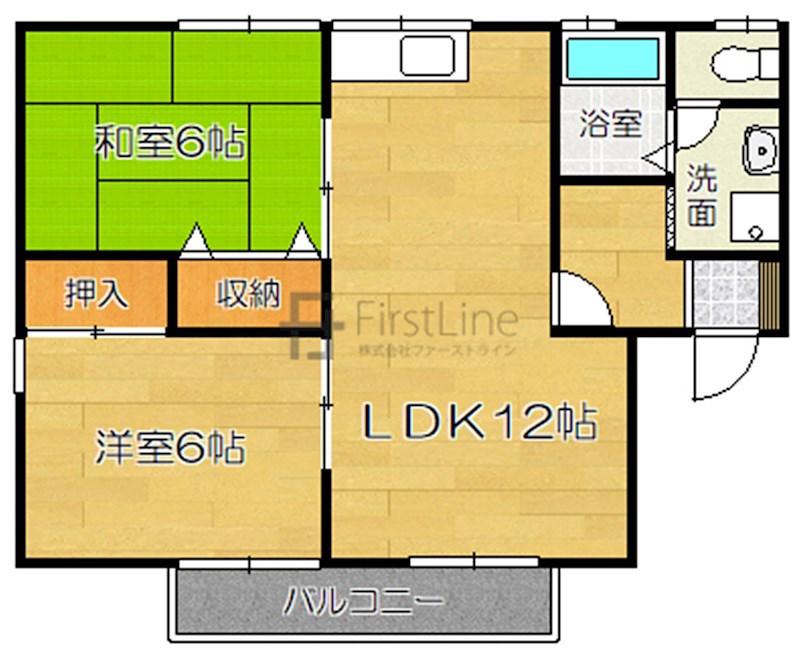 セジュール・パティオA(2LDK/2階)の間取り写真
