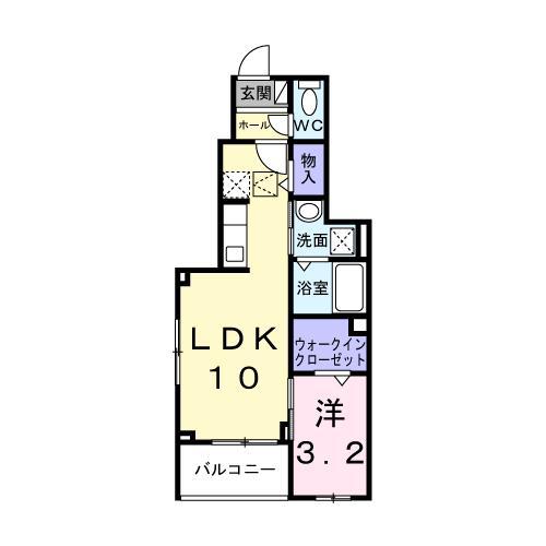 エヴァーガーデン町屋(1LDK/1階)の間取り写真
