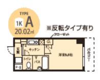 ドミール桜川II(1K/4階)の間取り写真