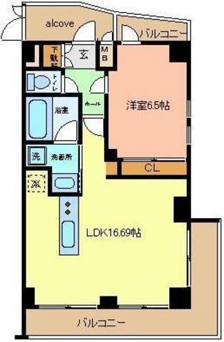 アーベイン早稲田(1LDK/8階)の間取り写真