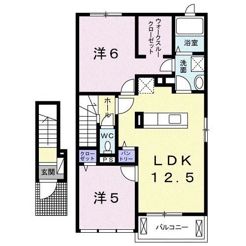 リオコリーナC(2LDK/2階)の間取り写真