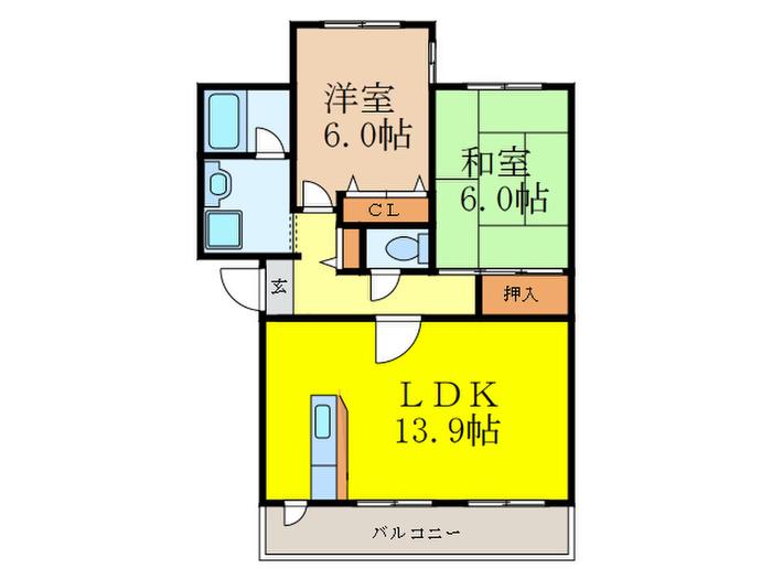 プレミールコート青葉丘(2LDK/1階)の間取り写真