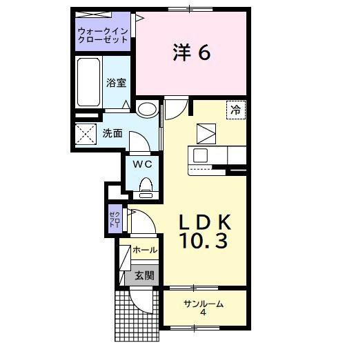 エスポワール(1LDK/1階)の間取り写真
