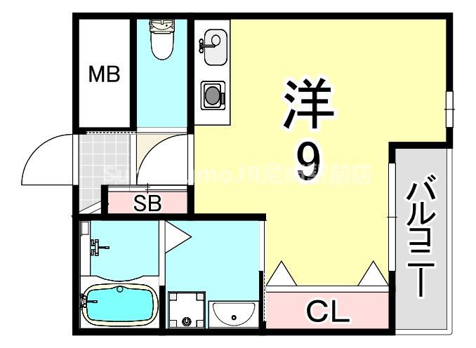 るぽ栗山(ワンルーム/2階)の間取り写真