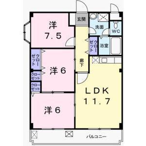 フラッツ・アイ(3LDK/3階)の間取り写真