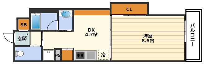 天満アパートメント(1DK/6階)の間取り写真
