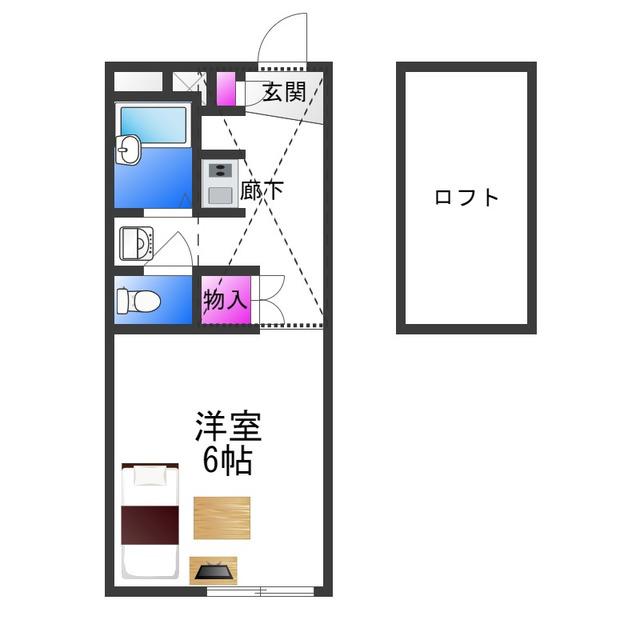 レオパレス鷹合(1K/1階)の間取り写真