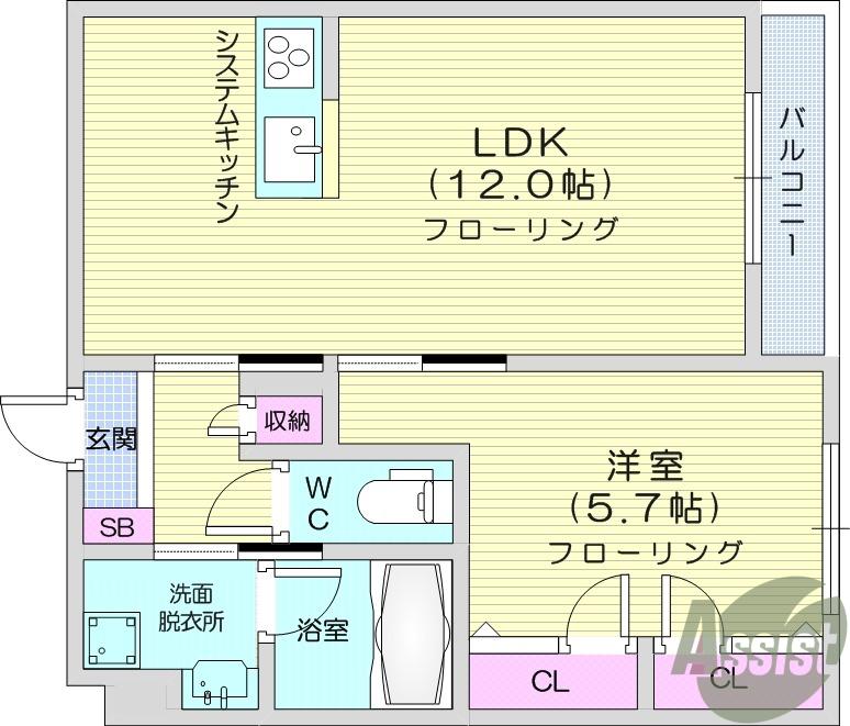 ARISTIO(1LDK/3階)の間取り写真