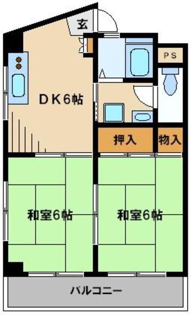 ヴィラ松本(2DK/2階)の間取り写真