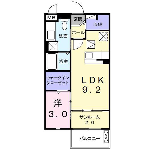 ソレアード(1LDK/1階)の間取り写真