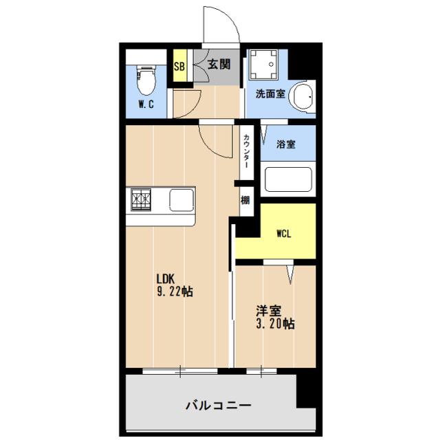 LIBTH博多住吉PREMIER(1LDK/5階)の間取り写真