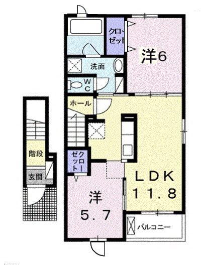 キャンディハウスE(2LDK/2階)の間取り写真