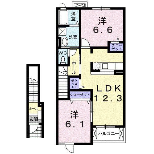 サンセールII(2LDK/2階)の間取り写真